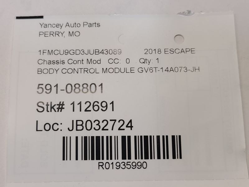 2015 2016 2017 2018 FORD C-MAX Chassis ECM Body Control Right Hand Under Dash