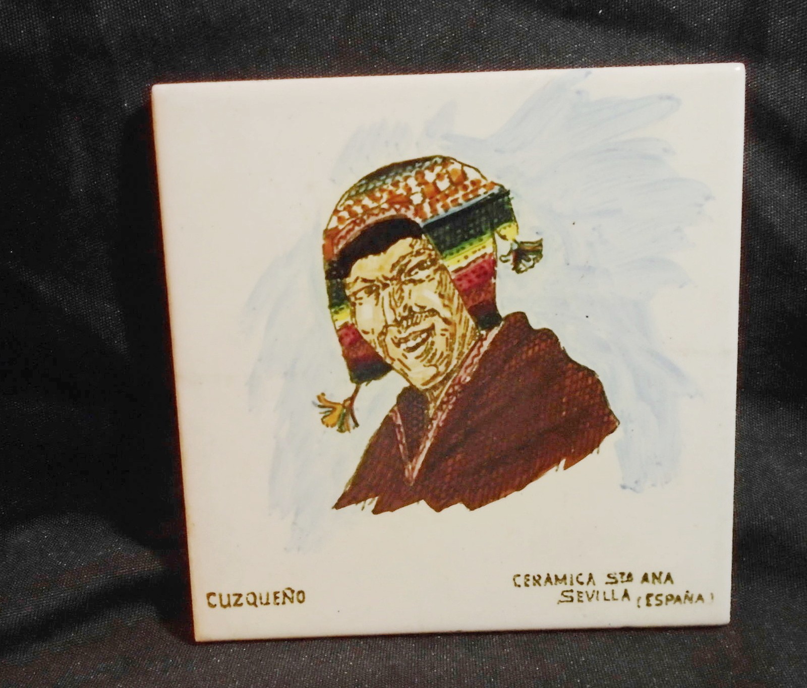 Vintage Spanish Tile Ceramica Santa Ana Seville Spain Cuzqueno Peru Indian