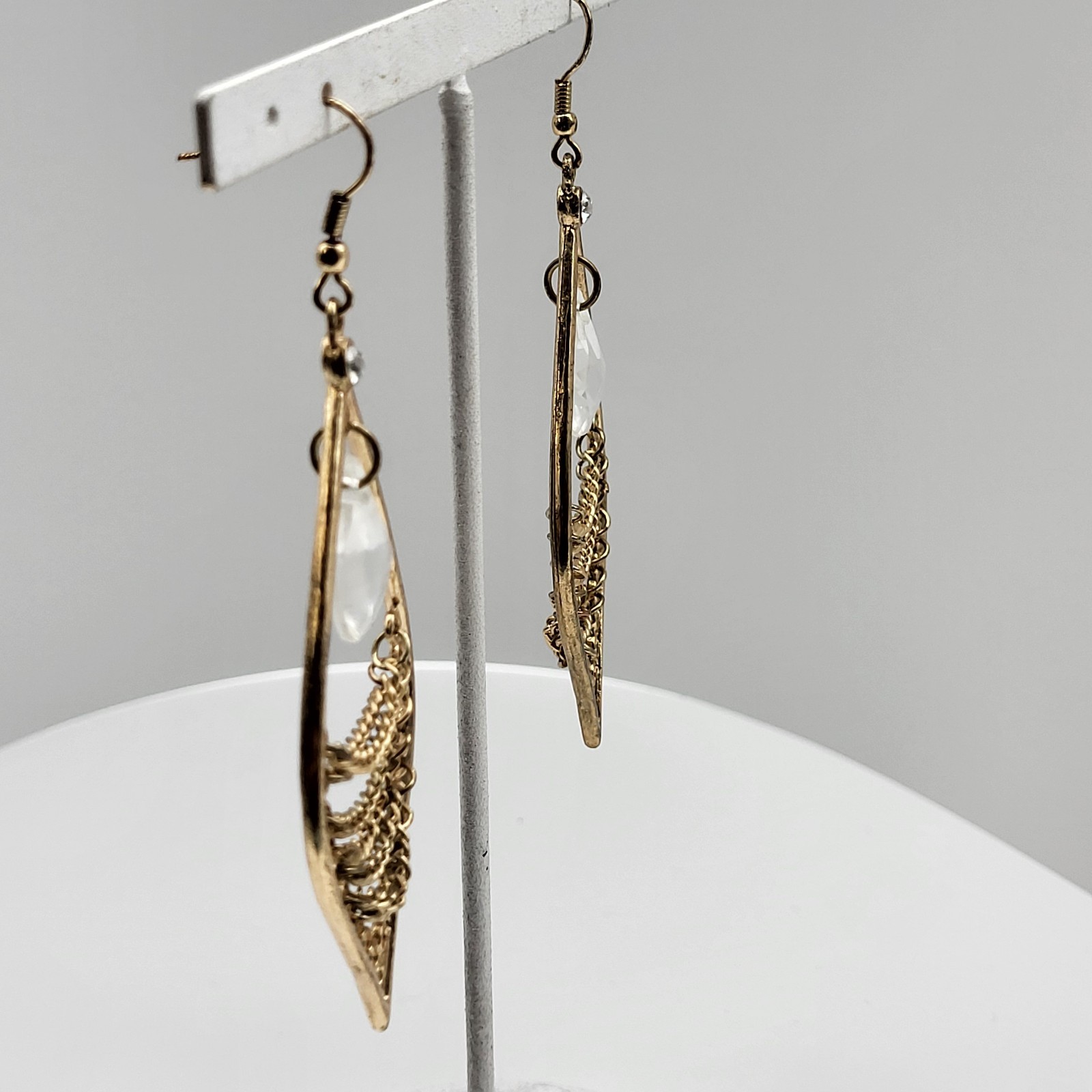 Flamboyant dangle earrings chains crystal Boho Tribal fun