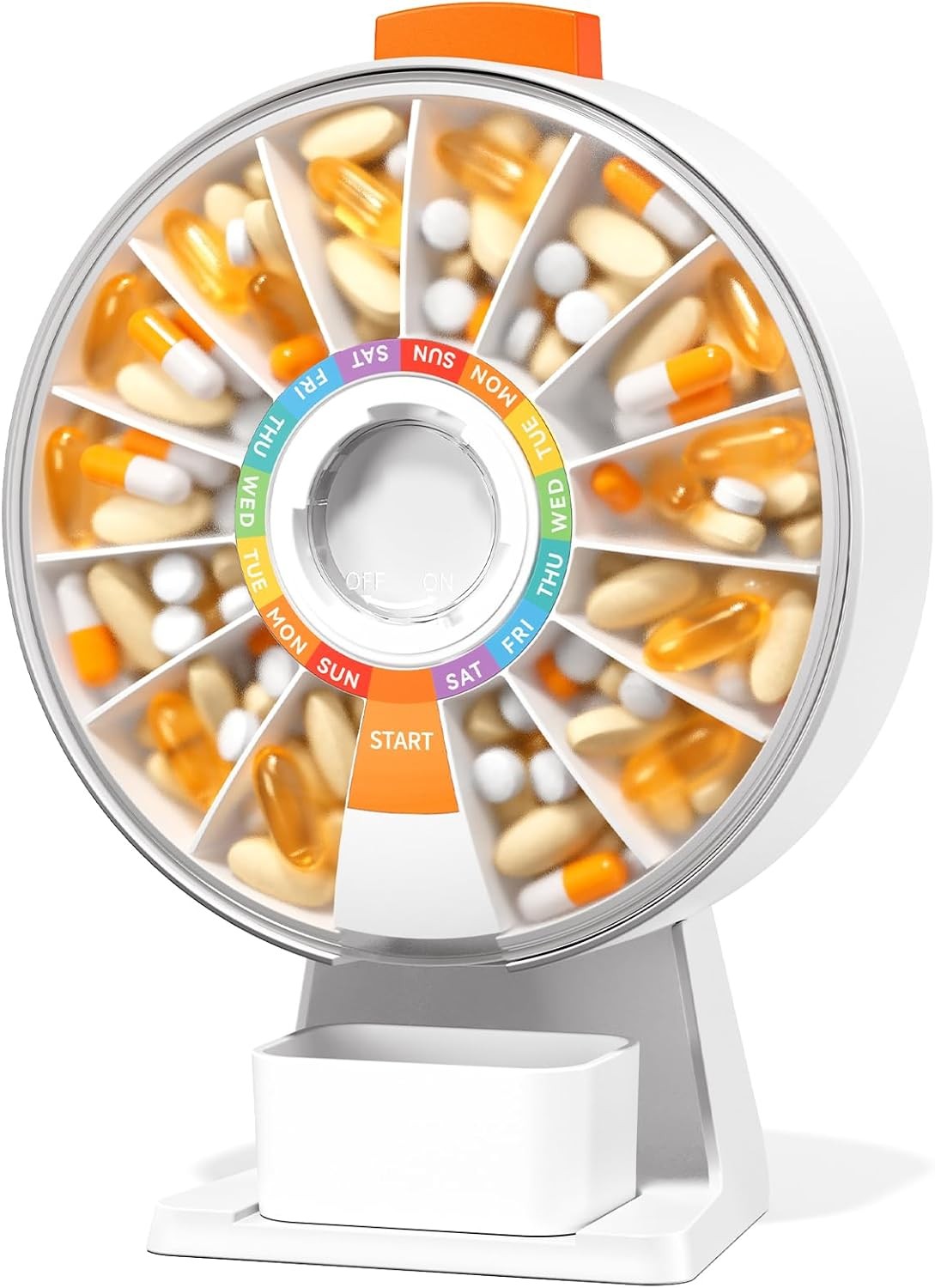 Zoksi Large Fun Pill Dsipenser, Daily Pill Box for 7 or 14 Days, Wall-Mountable