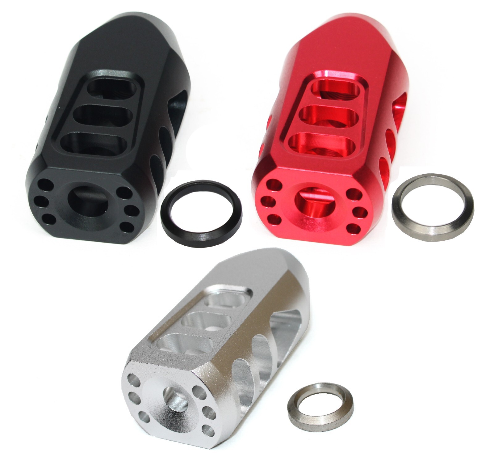 Aluminum 1/2x28 RH Thread Pitch Tanker Style Muzzle Brake for .223 5.56 .22LR