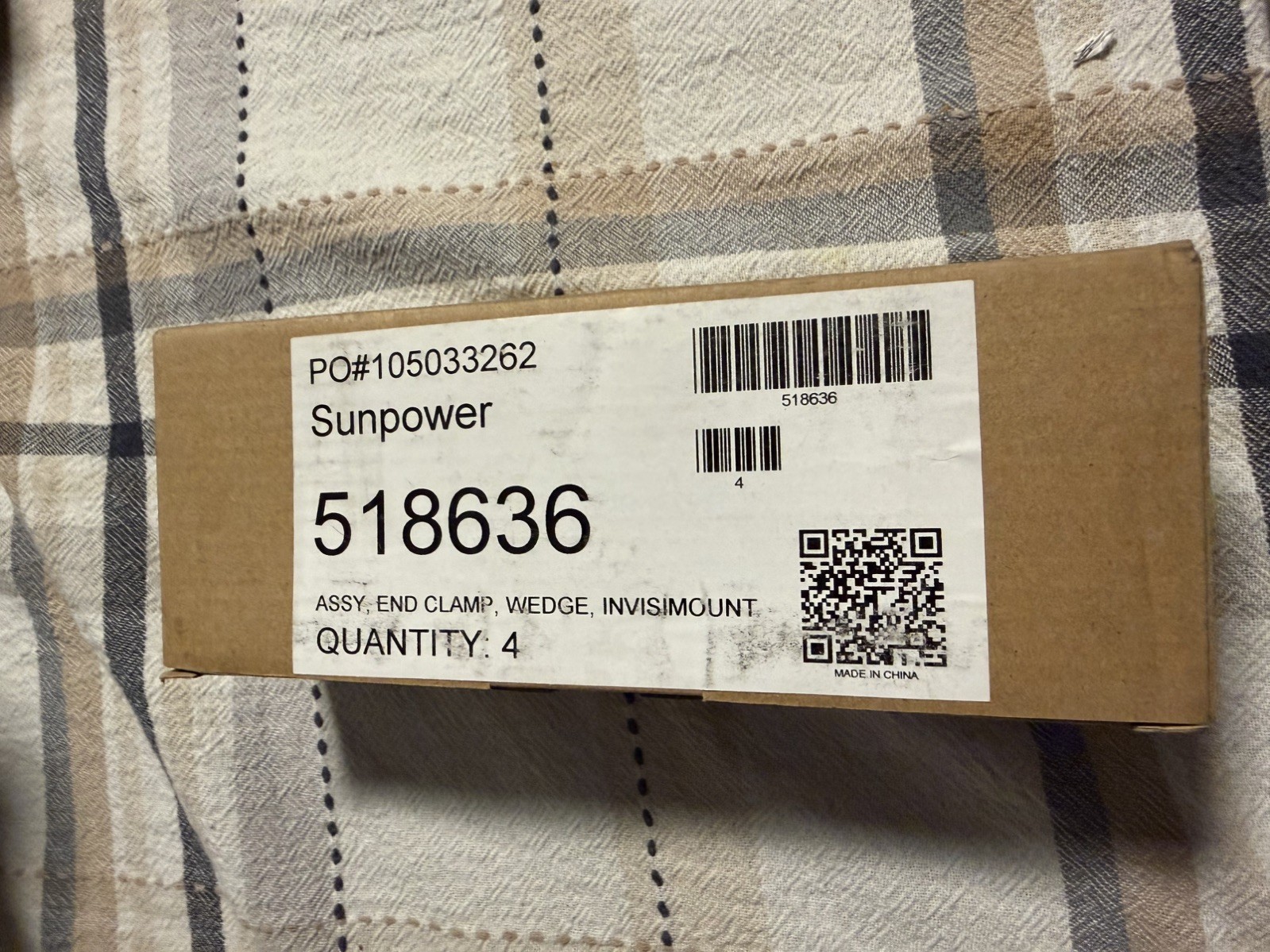 Sunpower End Clamp Assy p/n 518636 4 pack