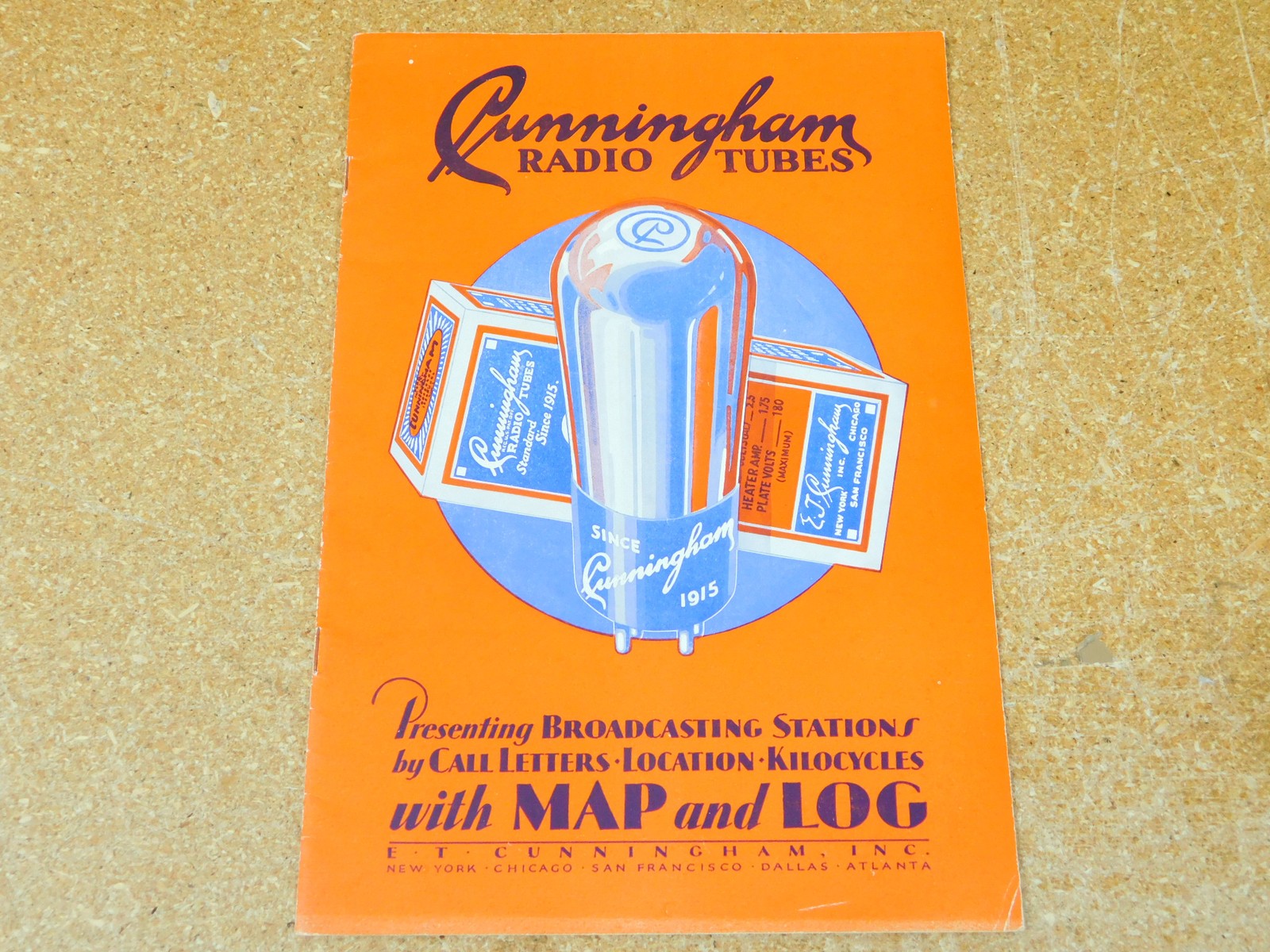 Cunningham Inc. Radio Tubes with Map and Log Locations Ham Radio Book (original)