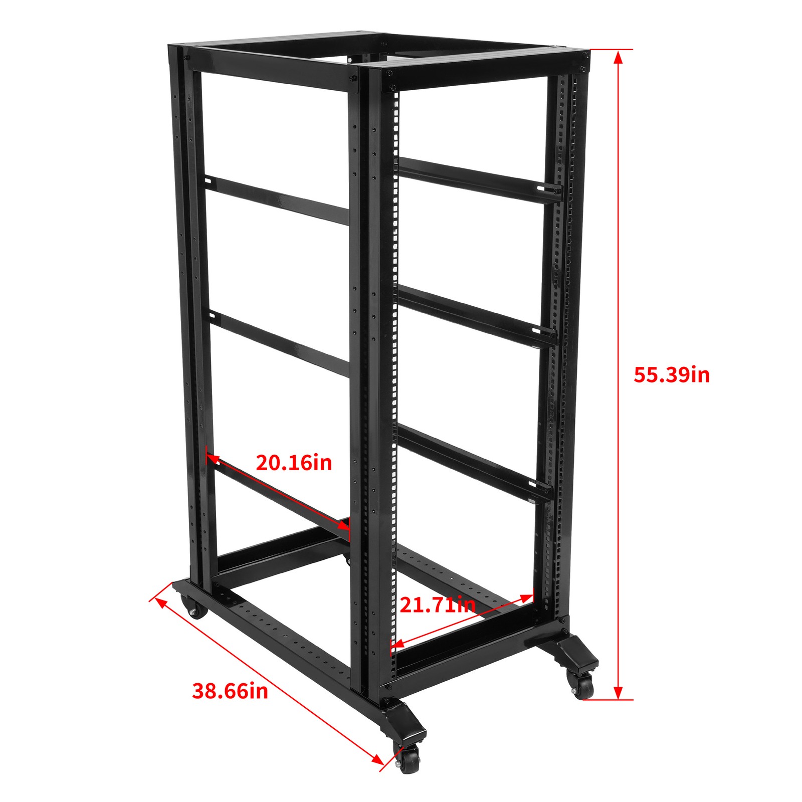 27U 4 Post Open Frame Network Data Server Rack W/ L Rails 22" Adjustable Depth