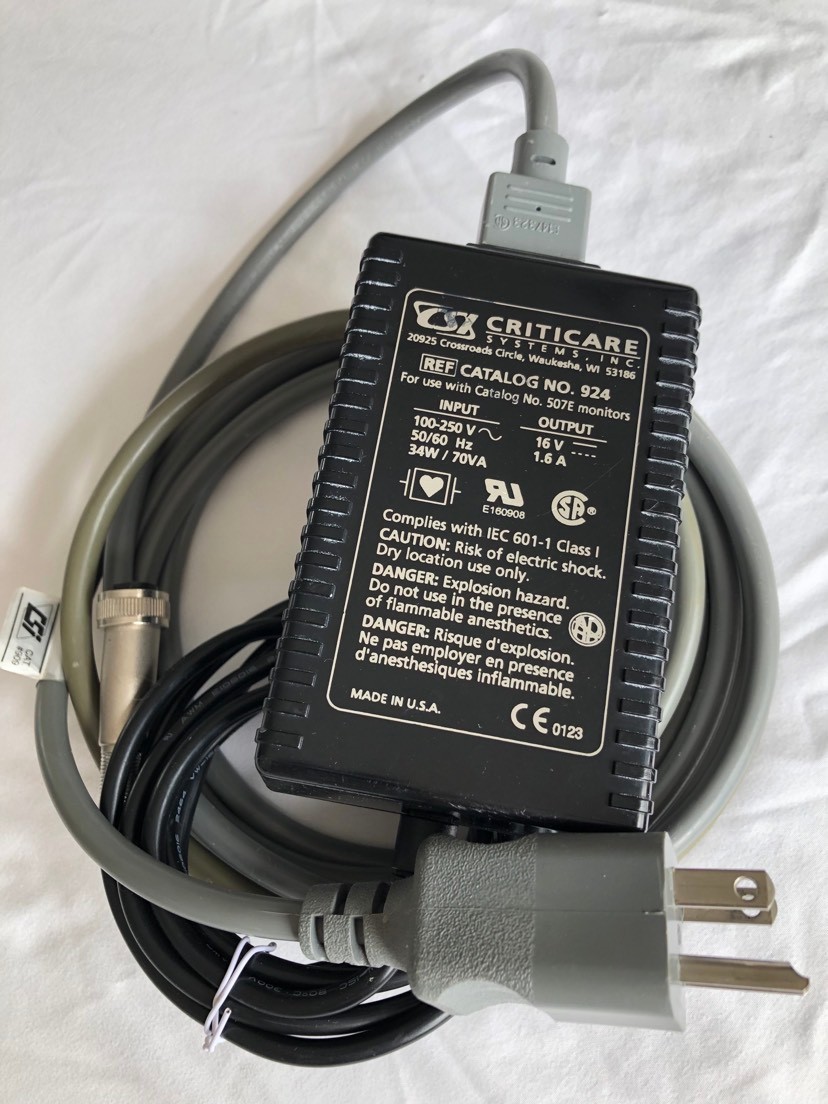 CRITICARE REF CATALOG No. 924 TRANSFORMER POWER ADAPTER FOR 507E MONITORS TESTED