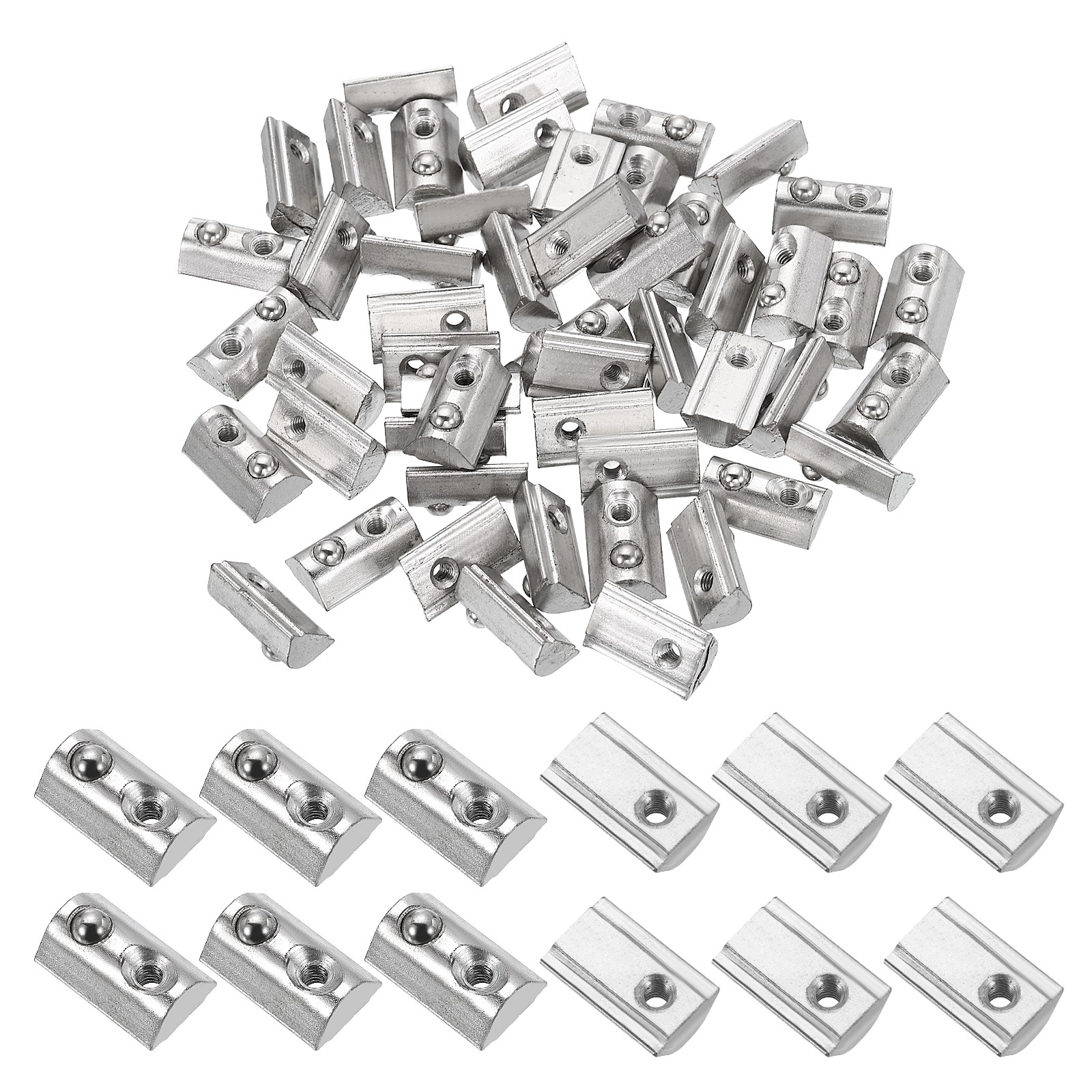 50Pcs M4 Half Round Roll in Spring t Nuts 4040 Series t Slot Spring Nuts Silver