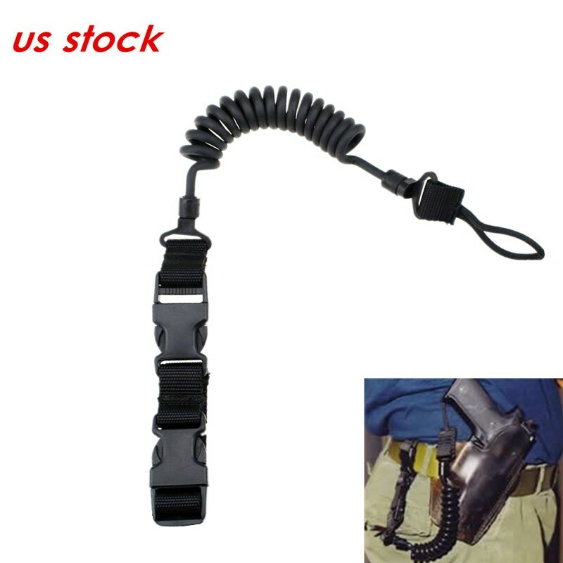 Tactical Secure Lanyard Spring Pistol Gun Sling Practical Security Leash