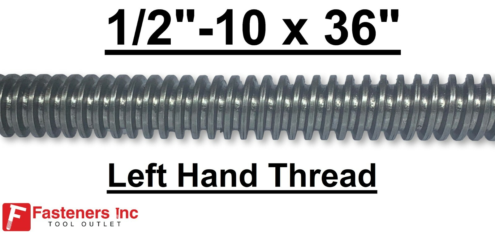 1/2"-10 x 36" Acme Threaded Rod Left Hand LH 1/2-10 x 3ft. Plain Steel CNC LC