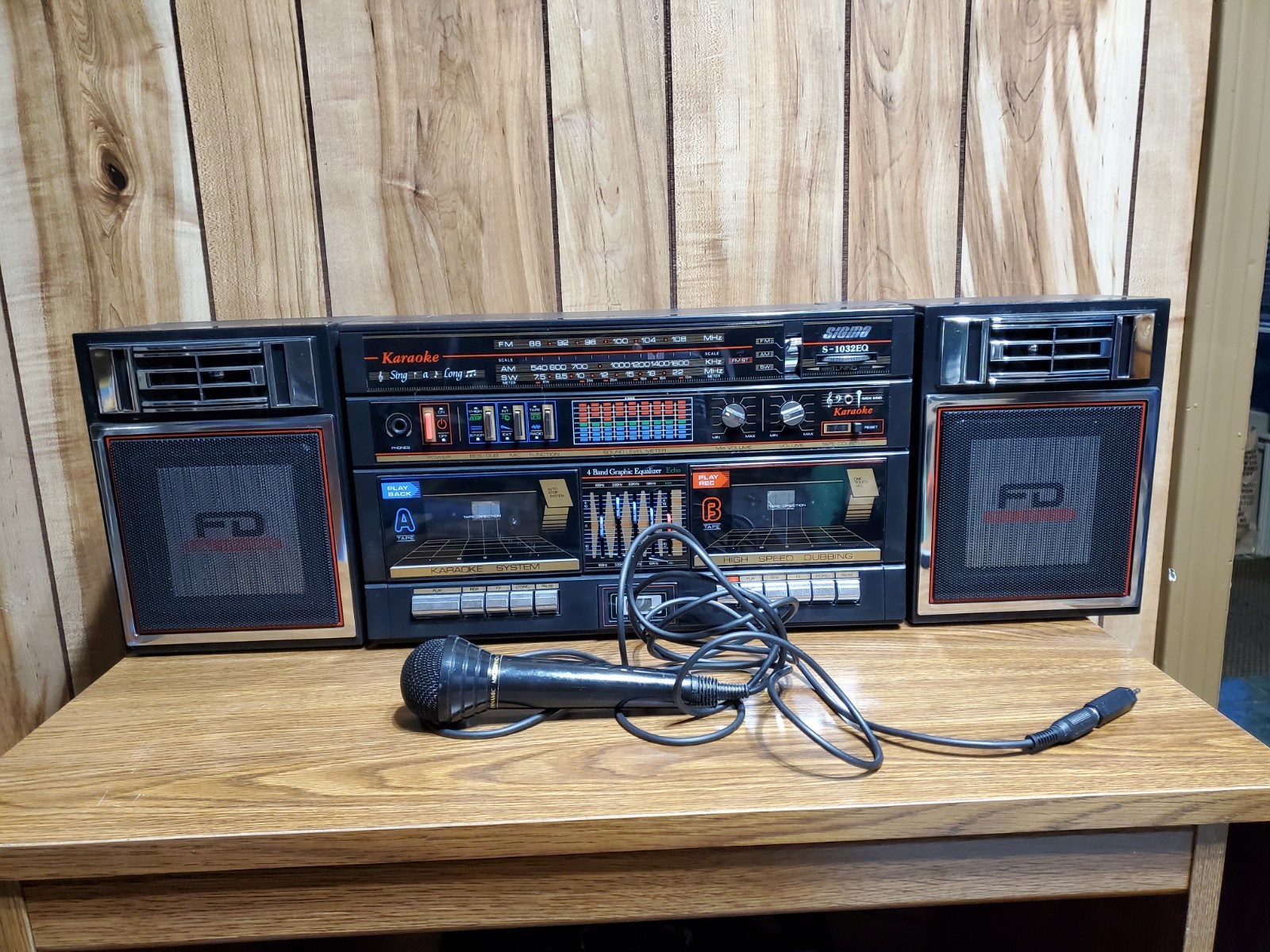 RARE Vintage Sigma Boombox  S1032 Karaoke Radio Cassette AM FM Microphone