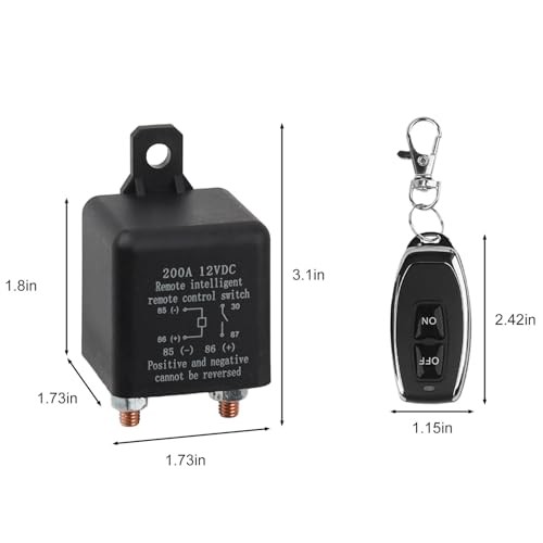 12V Remote Battery Disconnect Switch, 200A Battery Kill Switch with Remote