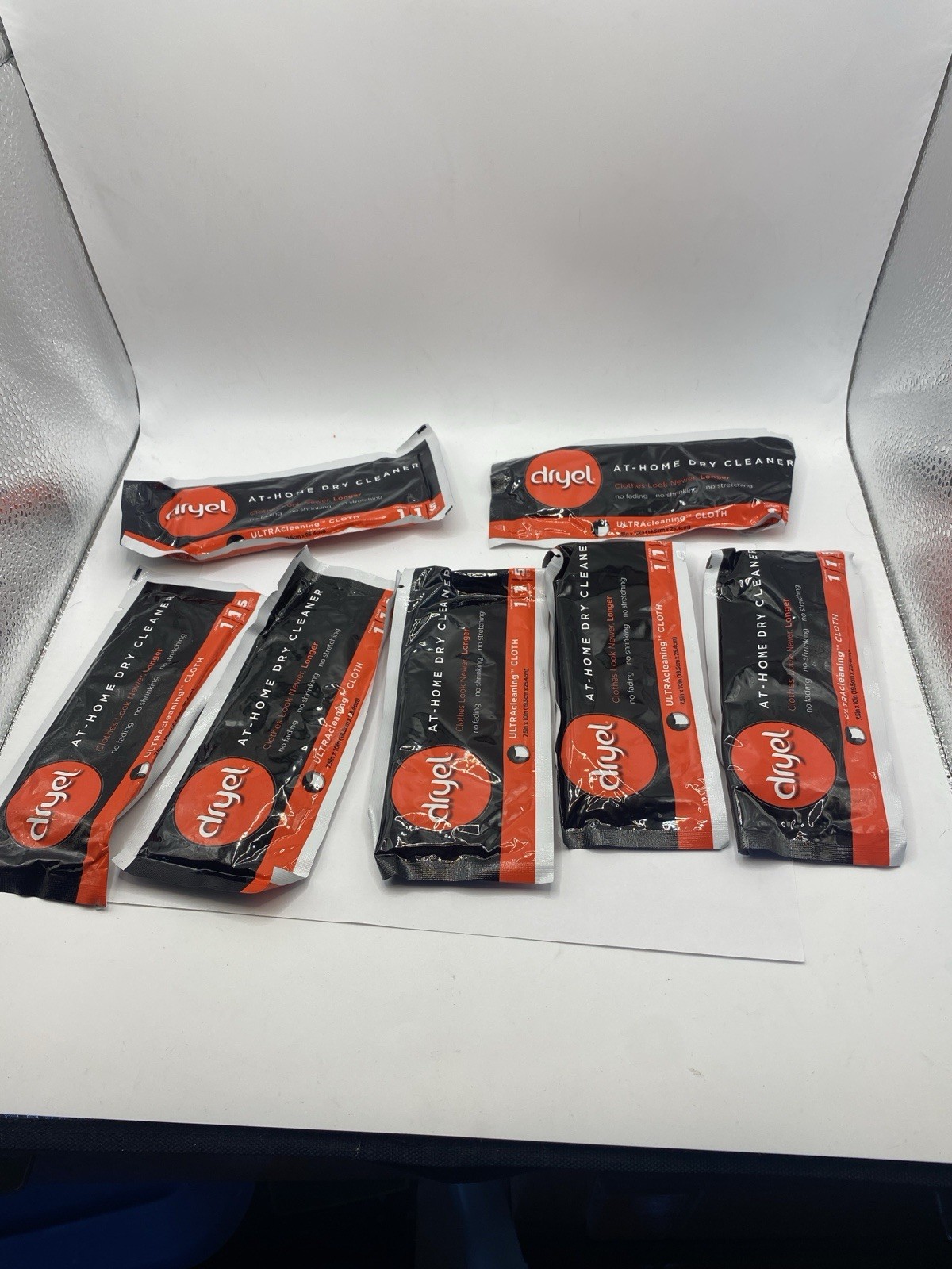 New Lot Of 7 Dryel At-Home  Dry Cleaner Dryer Activated Cleaning Cloths