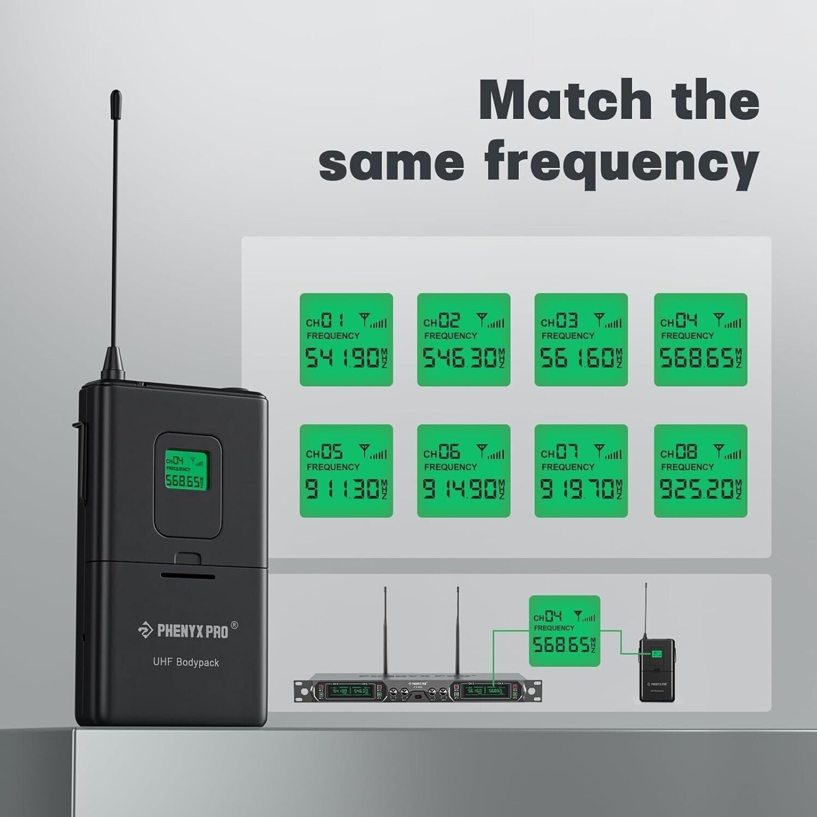 Wireless Bodypack Transmitter Phenyx Pro 911.3MHz UHF Cardioid Pattern
