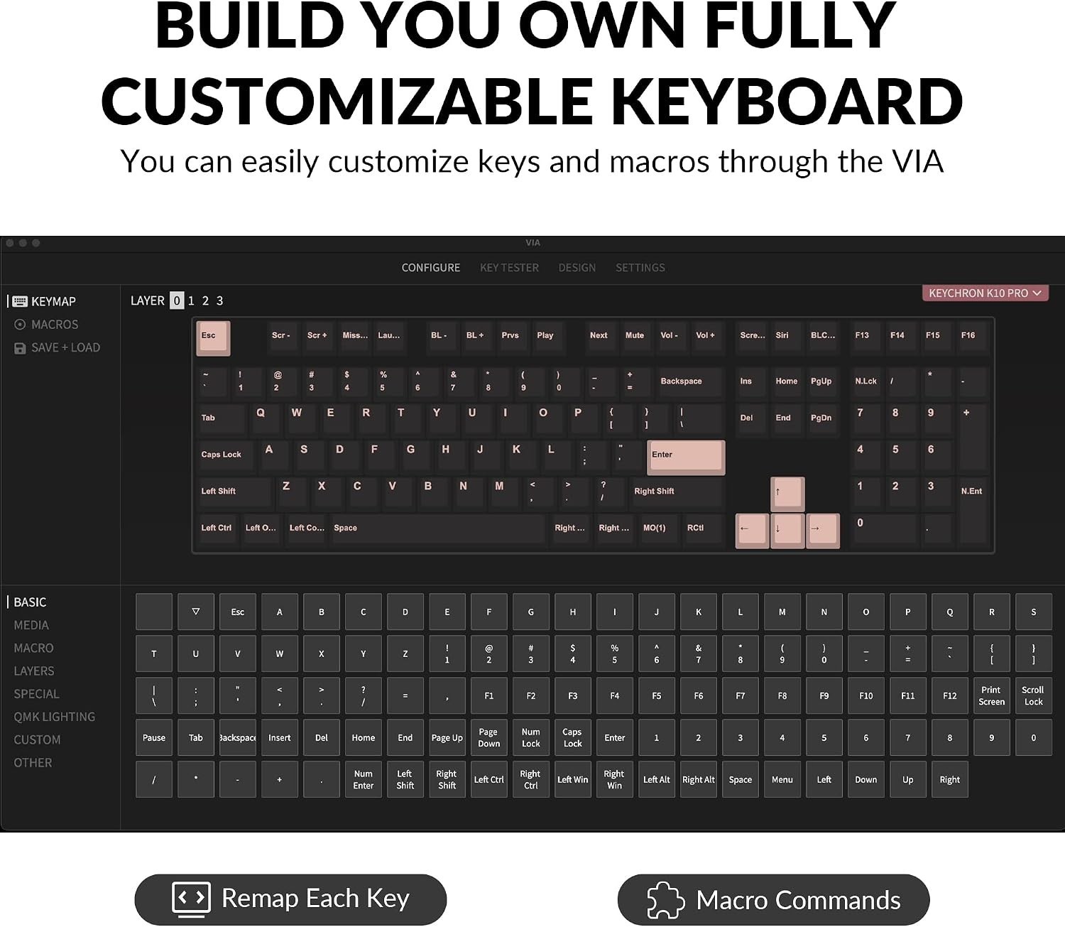 K10 Pro Wireless Custom Mechanical Keyboard Full-Size Layout | QMK Programmab...