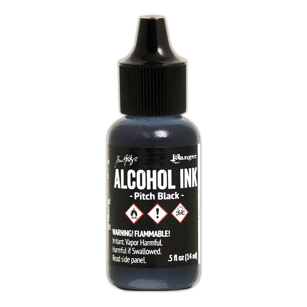 Ranger, Tim Holtz, Alcohol Ink, Pitch Black Alcohol Ink, .5 fl oz, Jet Black Ink