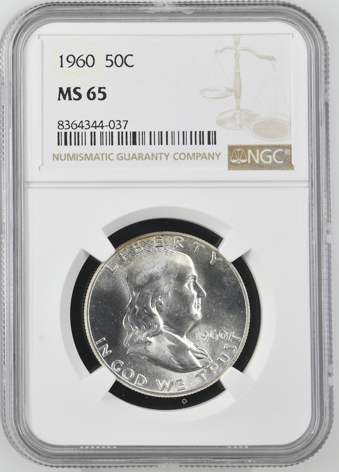1960  FRANKLIN US Half Dollar,   MS65 by NGC,   a SUPERB looking coin!!!!