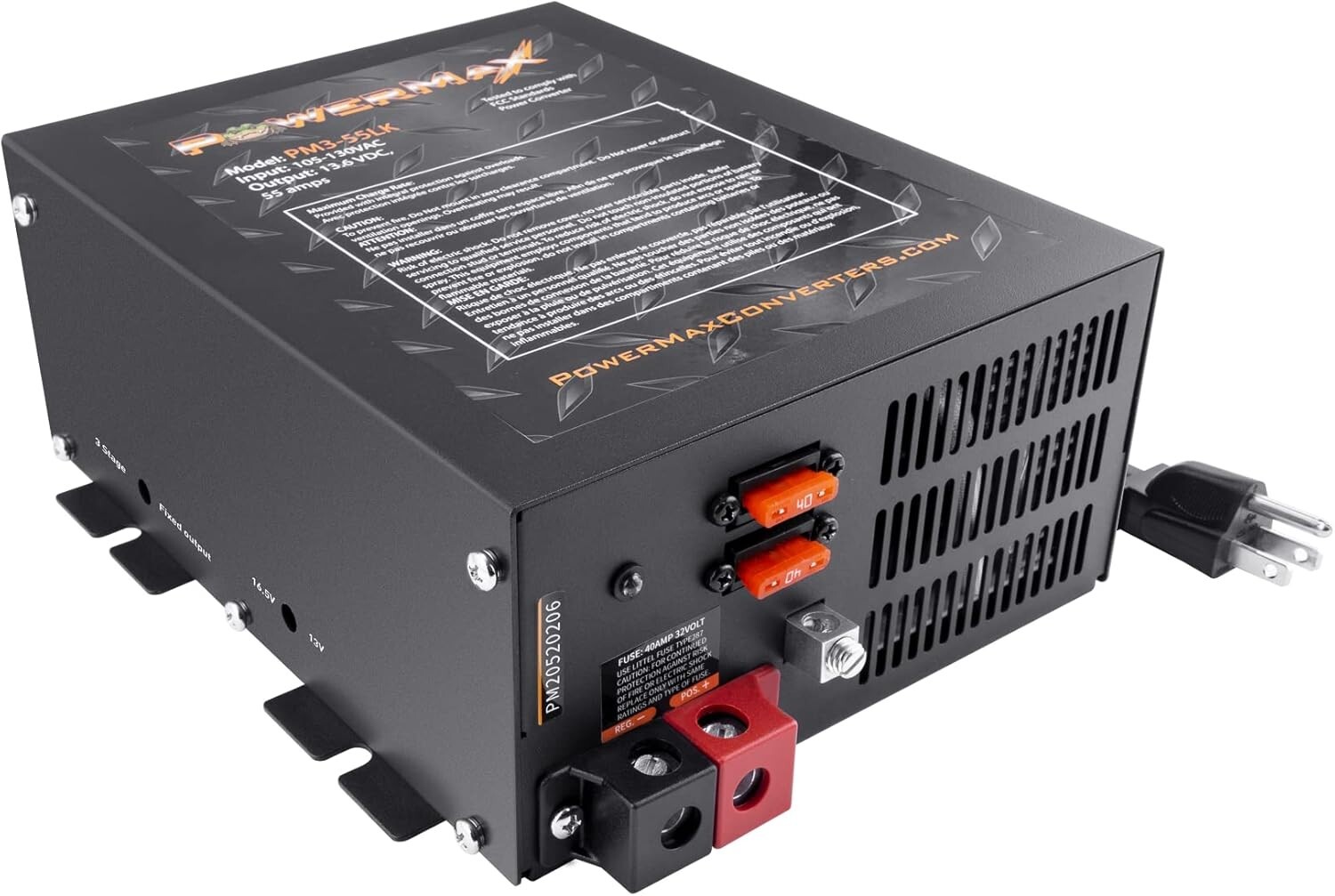 PowerMax PM3-55 RV Power Converter 110 Volt to 12 Volt DC Power Supply Charger