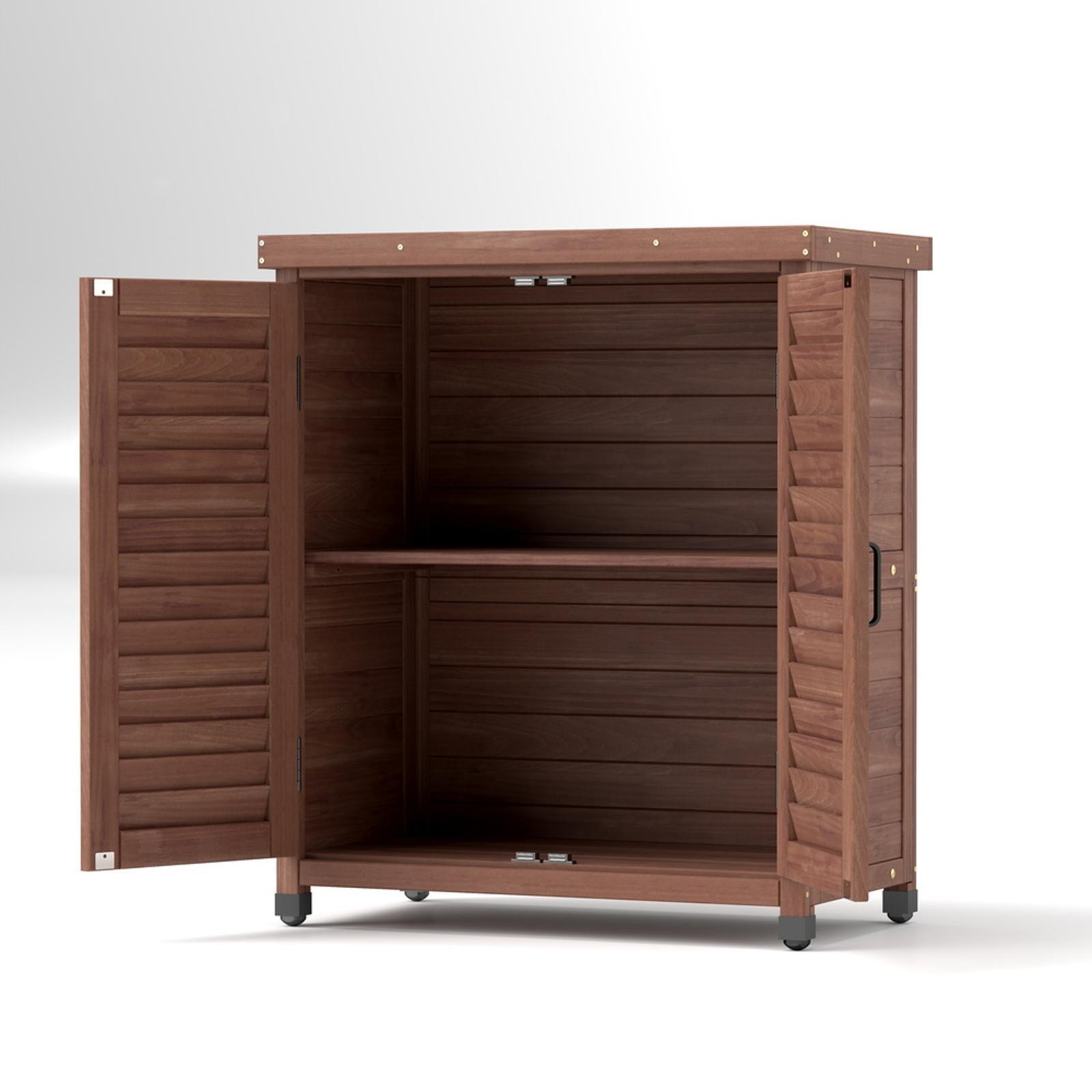Potting Bench with Storage Cabinet and Metal Table Top for Outdoor Patio,