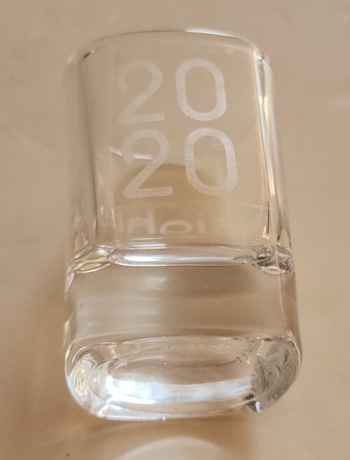 "Hindsight Is 20 20" Square Engraved Shot Glass NEW Old Stock