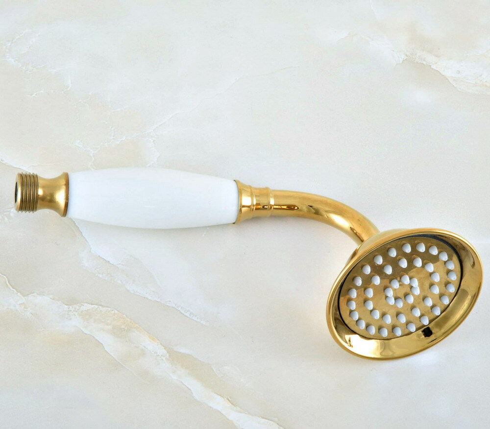 Golden Brass Ceramic Telephone Style Shower Head Bathroom Hand Spray 2hh049