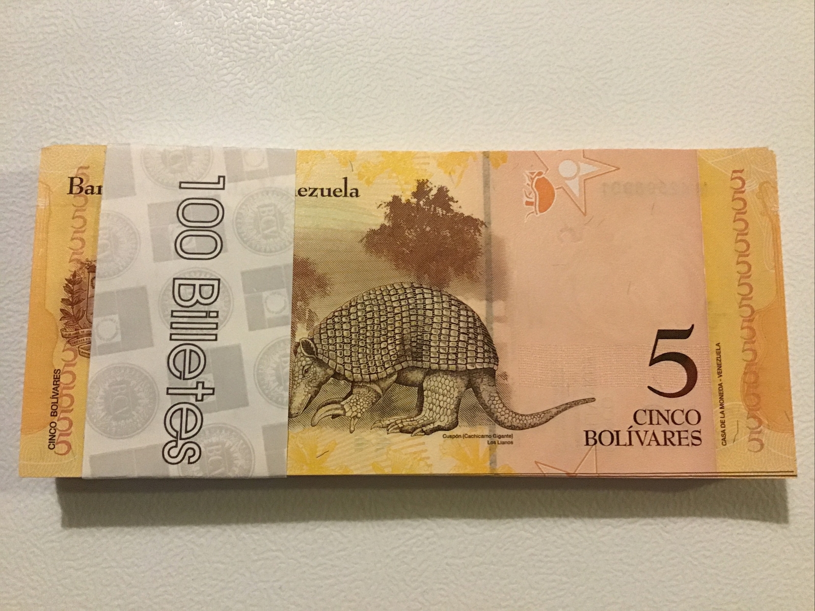 Venezuela Banknote Bundle. 100 X 5 Bolivares. Dated 2011. Unc Banknotes.