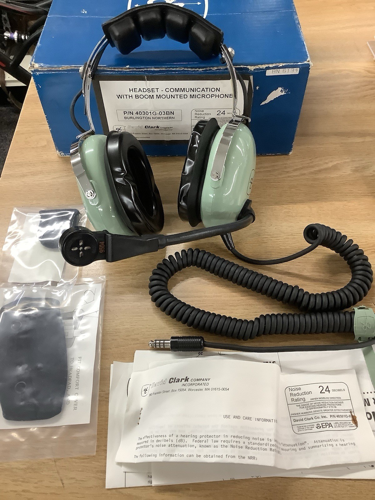 David Clark Aviation Headset W/ Microphone 40301G-03BN