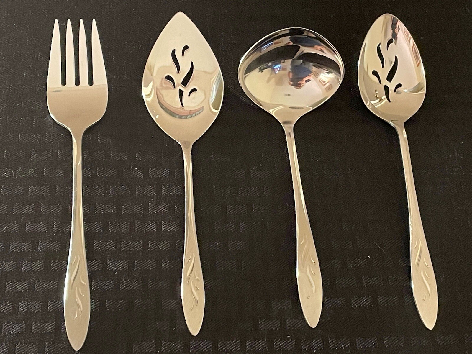 4 Oneidacraft Deluxe Stainless EMBER GLOW Burnished Handles Serving Pieces