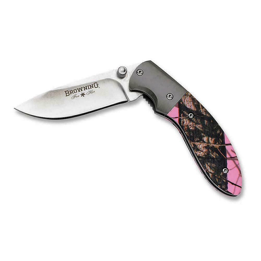 BROWNING For Her Folding Knife Mossy Oak Pink w/ Sheath - 322894