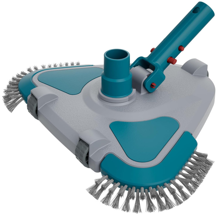 Cabezal Aspirador Triangular con Cepillo, Peso y Clip EZ para Piscina, Nuevo