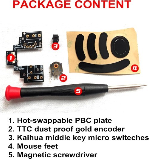 Logitech G Pro Wireless GPW Mouse Hot Swap Micro Switch PCB Kit ENI Color: GPW
