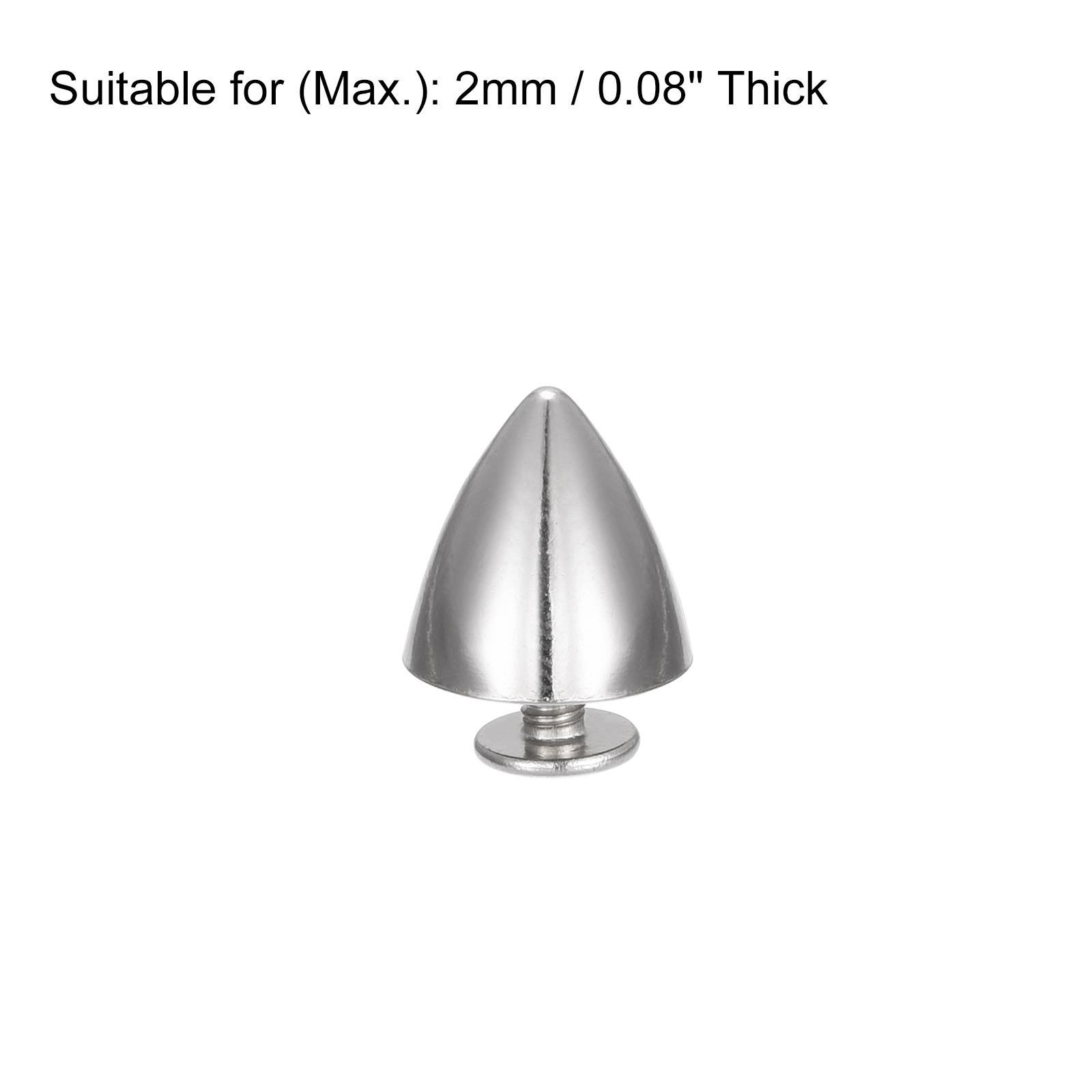 12x12mm Screw Back Rivets, 30 Cable Set Leather Studs Silver Tone