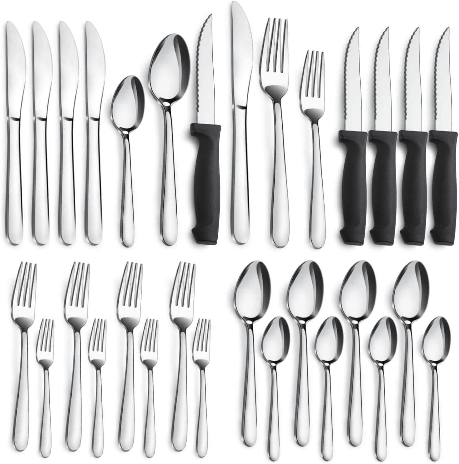 48 Pcs Silverware Set for 8 Stainless Steel Flatware Cutlery Utensil Kitchen New