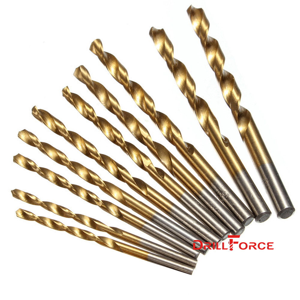 5PCS 3/8" Drill Bit Set HSS Titanium Jobber Length Twist Metal Drill Bits Tools