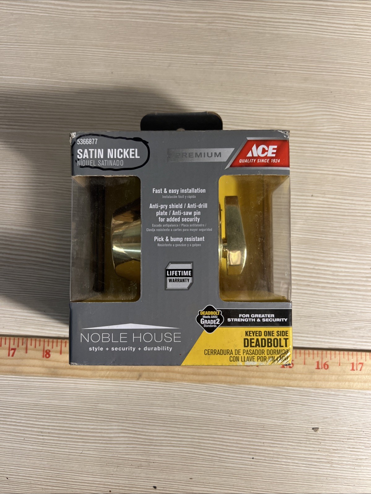 ACE Satin Nickel Keyed One Side Dead Bolt   (536877)  FS