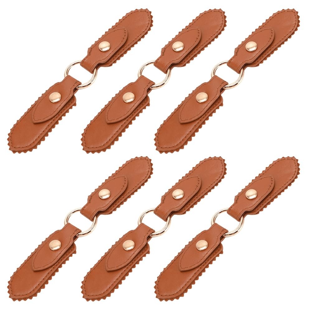 6 PCS PU Leather Sew On Toggles Closures Black Brown Roller Snap Buckles