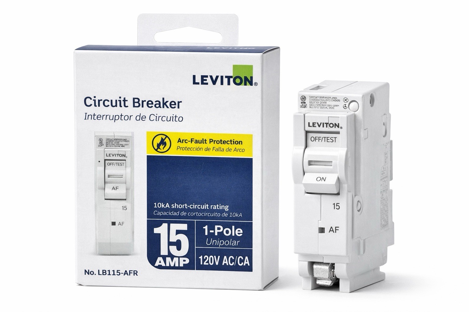Leviton LB115-AFR 15 Amp AFCI Circuit Breaker 1-Pole 120V Arc Fault NEW