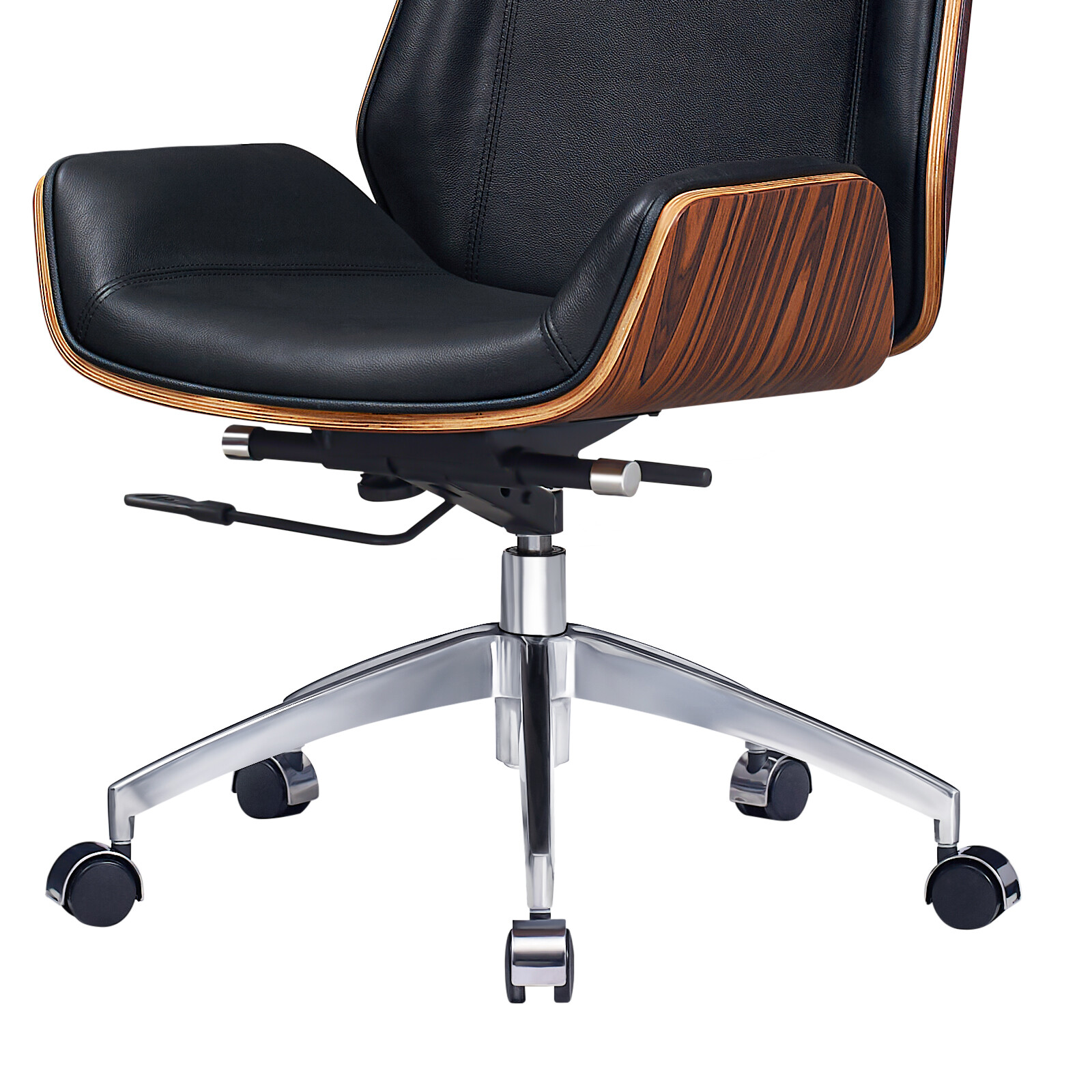 Light Rosewood Office Chair Ergonomic Armless Chair Genuine Leather Desk Chair