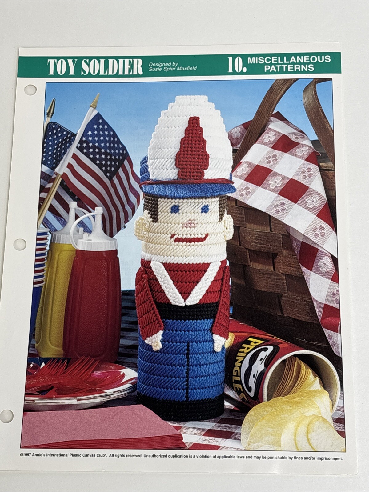 Toy Soldier Annie's Attic Plastic Canvas Pattern Page
