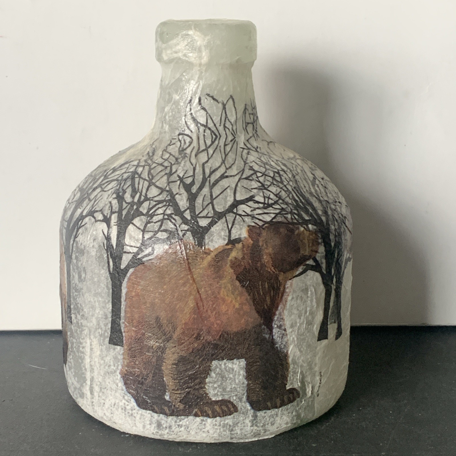Decorative Decoupage 6.25” Bears Collectible Jar