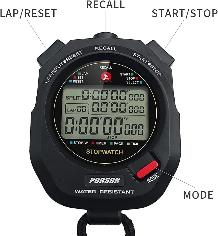 Digital Stopwatch with Fast Lap Record & 100 Lap Memory - Perfect for Training