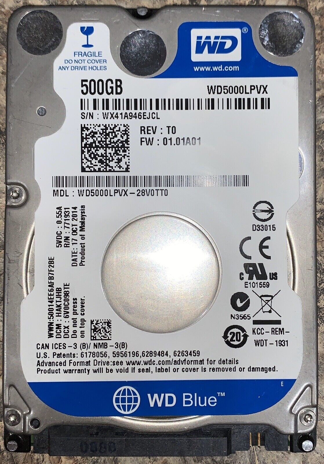XBOX ONE Original INTERNAL HARD DRIVE 500GB REPLACEMENT WD SATA WESTERN DIGITAL