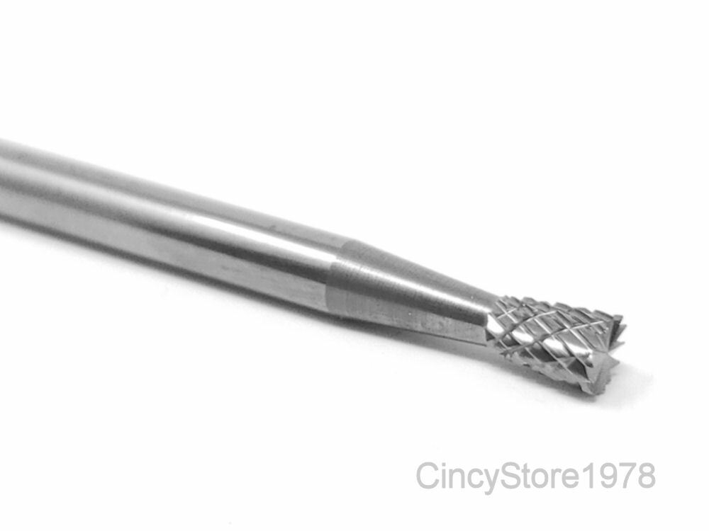 SN42D END CUT Inverted Taper Carbide Burr Bur Cutting Tool Die Grinder Bit 1/8"