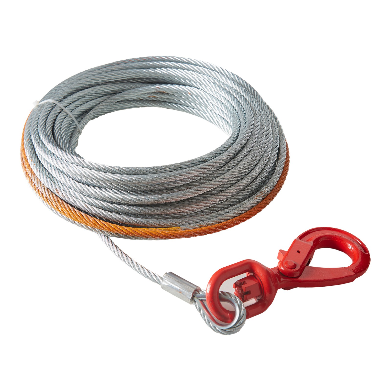 3/8"x75' Winch Cable Steel 15200lb Core Wire Rope Self Locking Swivel Hook