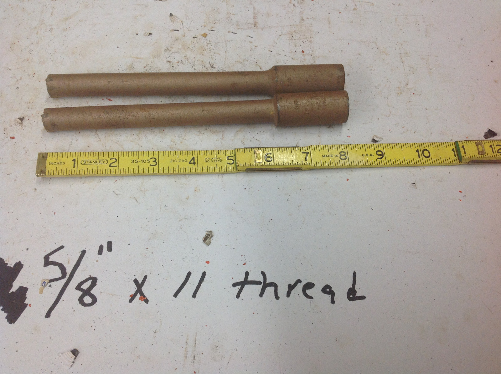 (2) Drillco 5/8" x 8" x 11 Thread Concrete Masonry Core Drill Bit NOS