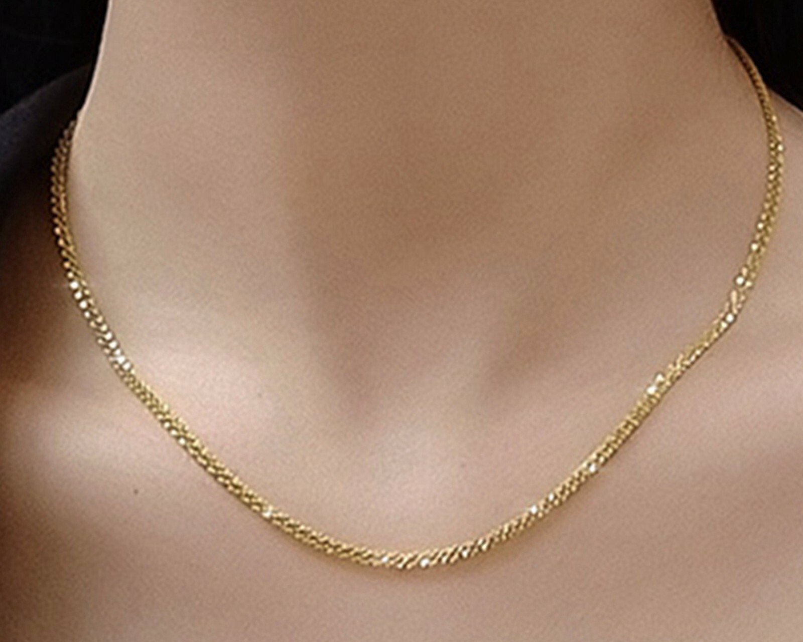 Women Girl Gold Plated Titanium Stainless Steel Margarita Choker Necklace 14-16"