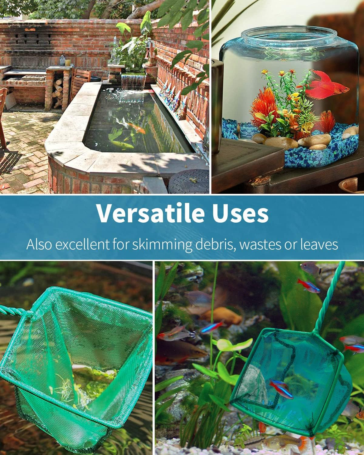4 Inch Rust-Resistant Aquarium Fish Net with Soft Mesh - Perfect for Ponds
