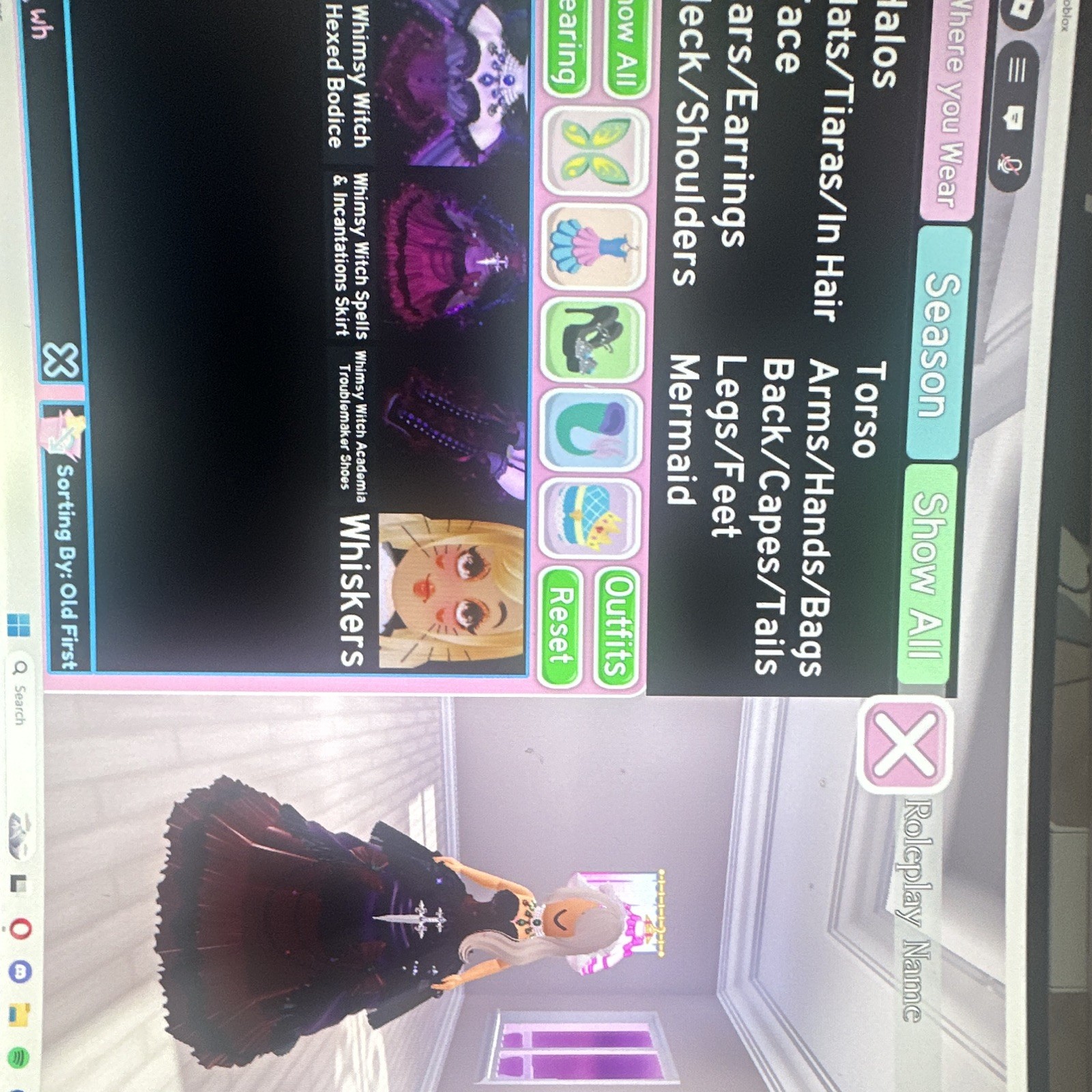 Royale High Whimsy Witch Set Items - Hexed Bodice & Spells & Incantations Skirt