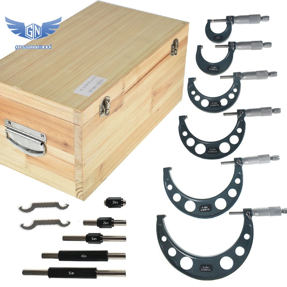 6 Pieces Set 0-6 Precision Outside Micrometer 0.0001" Carbide Standards Set