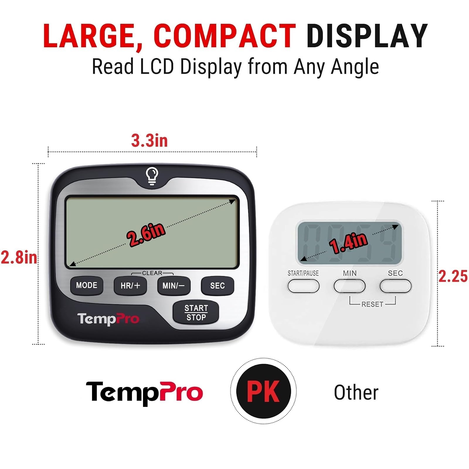 TempPro TM01 2-in-1 Digital Kitchen Timer | Adjustable Alarm Volume