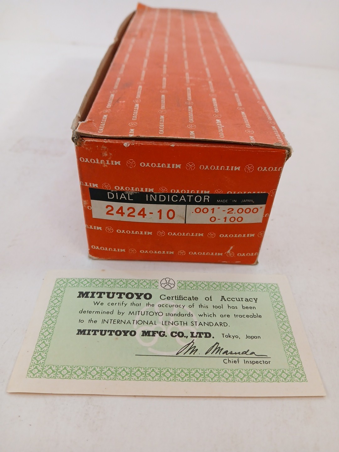 Mitutoyo Dial Indicator No. 2424-10, 0.001" x 2.000"