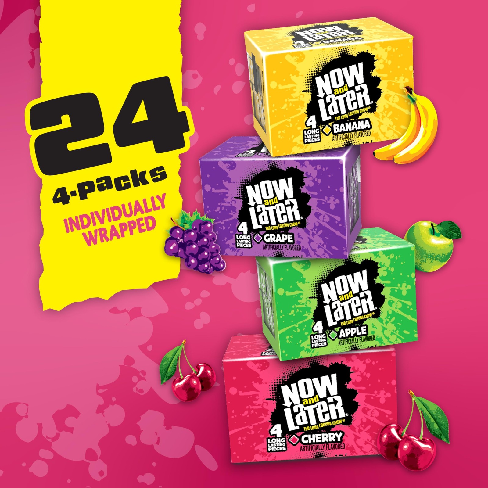 Now and Later Candy Original Mix Chewy Fruity 24 Count Pack